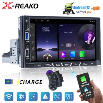 X-REAKO 1 Din Android 12 Радиото в автомобила Безжичен CarPlay Универсален GPS 1DIN Кола Стерео Радионавигационный Плейър Wifi За VW, KIA, Nissan
