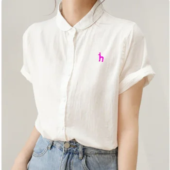 Блуза с логото на Hazzys 2023, нова лятна памучен свободна дизайнерски секси тениска, тениска в ретро стил риза