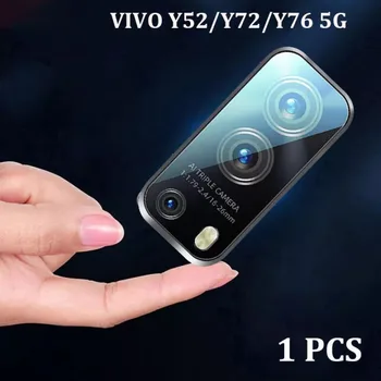 Защитно фолио за обектива на камерата за обратно виждане, изработени от закалено стъкло 9H За VIVO Y52 5G/Y72 5G/Y76 5G Интегрирана филм с Пълно покритие за извити лещи (1 опаковка)