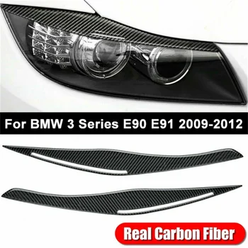 2 бр./компл. Декоративни стикери за вежди на автомобилна фаро от карбон за BMW серия 3 E90 E91 F30 F35