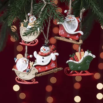 Коледно Дърво Медальон От Цветна смола Коледни Реколта Снежен човек на Шейна Навидад Noel Висящи Украси Коледна Украса на стените у Дома
