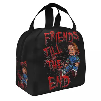 Friends Till The End Изолирано чанта за обяд е Голяма 80-те години, Страшен Ужас, Добър човек Чъки, Множество чанта-хладилник, Обяд-бокс, Училищна чанта