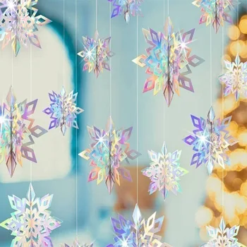 6 бр./компл. Коледна украса, Магически 3D Хартиени шпажек под формата на снежинки, висящи бижута във формата на снежинки, на витрините на магазините 2023 Навидад