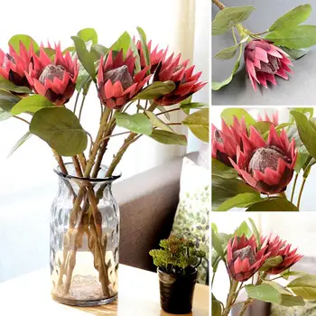 1бр King Protea Изкуствени цветя, фалшив растение, сватбен букет 