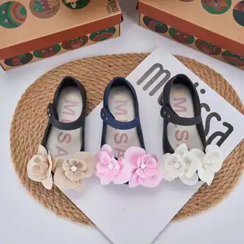 Нови Мини-обувки с Флорални желе Мелиса, Модни сандали от PVC за момичета, Лятото 2023, Детска Популярната плажна обувки за Партита HMI131