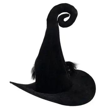 Черни шапки на вещици, Меки Шапки на Вещиците на Хелоуин, Шапка на Вещица за Хелоуин, аксесоари за костюм на Вещица, аксесоари за фокуси-покусов