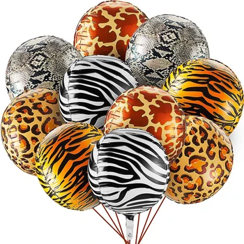 4D Кръгли балони от фолио с животни 18/22 инча С принтом Леопард, Зебра, Тигър, Жираф, балони, Сафари в Джунглата, Декор за Парти в чест на рождения Ден