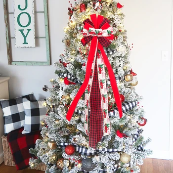 Коледна панделка с лък, Украси за Коледната Елха, Забавни Коледни декорации за дома 2023 Навидад Kerst Подарък за Нова Година