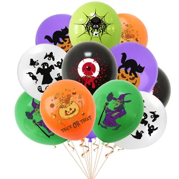 12pcs нов Хелоуин латексови балони зловещ паяк тиква топка шаблон Хелоуин украса на трик или лечение на децата подаръци