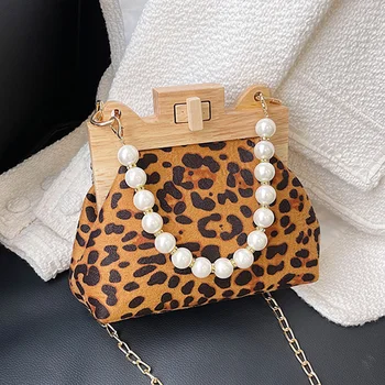 Луксозни Дамски чанти, Модерен Леопардовый клатч, чанта през рамо за жени 2023, Елегантна Малка чанта-тоут, Дизайнерска чанта за през рамото от изкуствена кожа