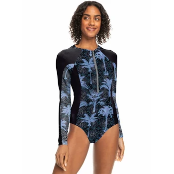 Дамски твърди дрехи с дълъг ръкав и принтом, защищающая от слънцето, Дрехи за сърфинг, быстросохнущий плажен бански костюм, Костюм за водни спортове, сърф 2023
