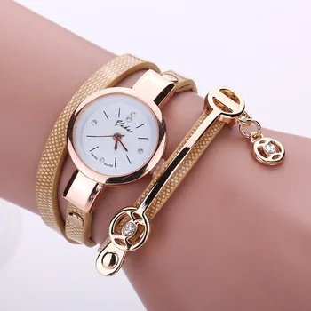 Модерен Дамски часовник-гривна, златни Кварцов подарък часовници, ръчни часовници, женствена рокля, кожени ежедневни часовници-гривни, хит на продажбите