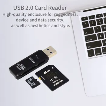 Четец на карти памет, USB 2.0 TF/SD 2 В 1, висока скорост на четец за карти с няколко двете пристанища с led индикатор за захранване