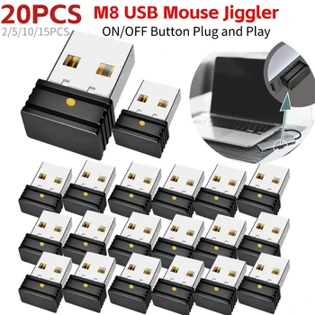 M8 USB Mouse Jiggler Незабелязан Движитель на мишката 3 Режима Бутон за включване/ИЗКЛЮЧВАНЕ Светлинен индикатор за Щепсела и да Играе Компютърна Мишка КОМПЮТЪР за Лаптоп