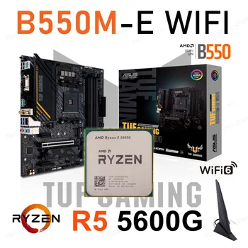 Дънната платка на AMD B550 Комбинирана Asus TUF Gaming B550M-E WIFI DDR4 Ryzen Kit 5600G дънна Платка с жак AM4 M. 2 128 GB AMD Ryzen 5 5600G