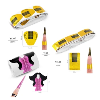 100шт Форми за изграждане на нокти Накрайници Ръководство за Изграждане на Френски инструмент САМ за акрил UV-гелевых нокти Art Builder E1YD