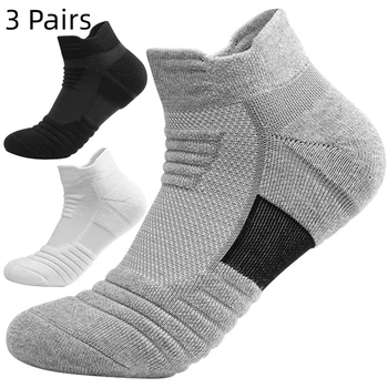 3 двойки противоскользящих футболни чорапи, Мъжки Дамски памучни чорапи, къси-дълги, футболни баскетболни спортни чорапи, дишащи дезодорирующие чорапи