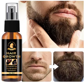 35 Мл спрей за растеж на брада, етерично масло за бърз стайлинг на коса, по-гъста, по-дълга, пищни, Успокояващ овлажняващ крем Средство за оформяне на брада