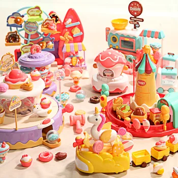 Детски игри къща, Готварска печка, набор от играчки, мултифункционален сладолед, Сладкарница, Супермаркет понички, творчески подарък за момичета