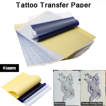 4 слоя Хартия за прехвърляне на татуировки, Консумативи за татуировки Въглеродните Термотрансферная хартия, Шаблони за татуировки, Копирна хартия, Паус, Аксесоар