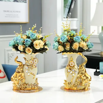 2020, Керамична ваза със Златен Лебед в Европейски Стил, маса за Хранене, Аксесоари за украса на дома, Творчески Ваза със Златен слон