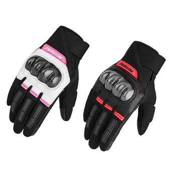 Дамски мотоциклетни ръкавици, Летни Дишащи Розови Защитни ръкавици със сензорен екран За мотокрос, Ръкавици за езда на мотоциклет