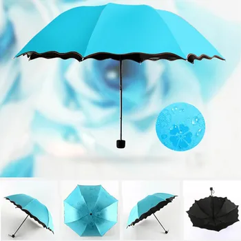 Преносим трикуспидалната чадър Отговаря на цъфтеж на водата, Слънцето и дъжда, чадър с двойна употреба, Анти-ултравиолетово чадър от слънцето, здрав чадър