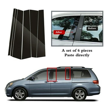6 бр. Черни стълбове за прозорци и каси за врати накладки, етикети, подходящи За Honda Odyssey 2005-2010, декоративна лента, автомобилни Аксесоари