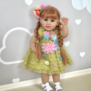 22-инчовата силиконова кукла за новородени момичета-деца, реалистична ръчно рисувани, 3D кожа с видими венами, водоустойчиви играчки
