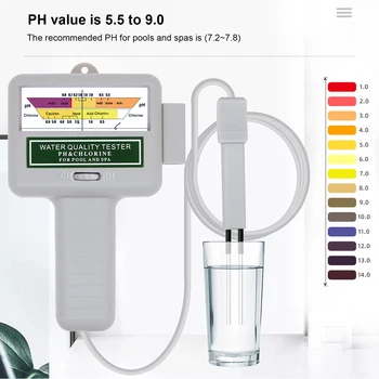 Тестер за PH CL2 Инструмент за измерване на PH на хлор Тестер за хлор на 2 в 1 За басейн, Аквариум, устройства за проверка на качеството на водата, Горещ