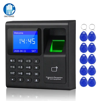 Биометрична система за контрол на достъпа чрез пръстови отпечатъци RFID електронен USB-регистратор на време, секретарят на обслужване + 10 ключодържатели-картички