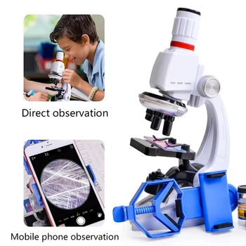 100X 400X 1200X Led Лабораторен Микроскоп Комплект за домашно училище, Научна Развитие на играчка, Подарък за деца, Детски Биологичен