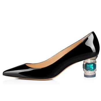 Обувки SHOFOO/ модни дамски обувки на висок ток. Петата височина около 5,5 виж Обувки с остри чорапи. Обувки Four Seasons. Черен. Обувки за модно ревю.