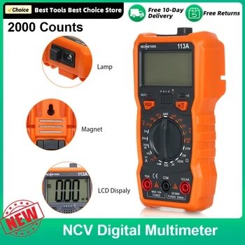 Цифров Мултицет RM113D NCV с автоматично определението на напрежение и температура На 6000 Точки, М светкавица и Осветление, на Голям екран