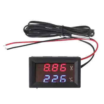 Дисплей волтметър и термометър 367D за автомобил, камион, автобус, зададено измерване на температурата на батерията