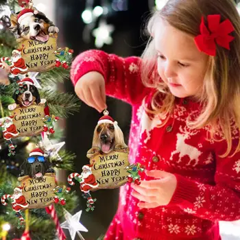 Украса На Коледна елха, весела Коледа, честита Нова Година, Акрилни, С Въже, Подвесное, Коледна Окачване за Кученце Куче за Коледа