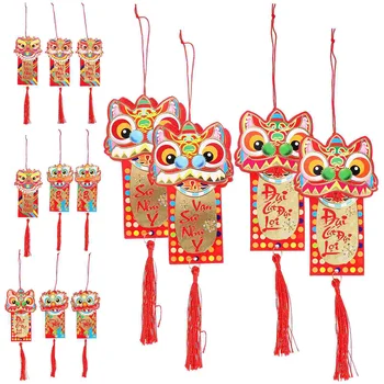 30 бр Традиционните червени пликове за джобни пари, Фестивален пакет, Виетнамски плик с изображение на лъв, пакети
