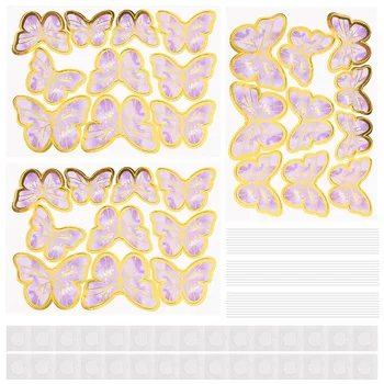 90шт Торта за рождения Ден На Блясък направи си САМ 3D Пеперуда Лепило Точка Малък Размер Разнообразни Детски Душ С Желязна Тел Комплект За Торта