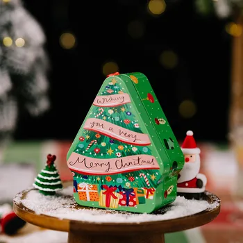 Банка-органайзер за Коледни подаръци с Анимационни печат, Коледен Метален Фланец украшение в банката, Празнична декорация за сладкиши, шоколад, бисквити
