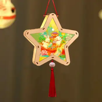 Празничен фенер средата на есента са Ръчно изработени в китайски стил със заек и Лунен сладкиш, фенер в средата на есента, за деца, за родители и деца