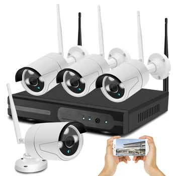 Комплект за IP-камера 1080P НРВ, система за Wi-Fi за нощно виждане, двупосочно видео в помещение, 4-канален комплект камери за видеонаблюдение