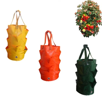 Градински градинска подвесная чанта за засаждане на ягоди, Дишаща Подвесная кошницата за растения, Кръгла Множество чанта за засаждане саксия
