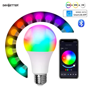 Led крушка E26 Bluetooth Smart App Bulbs RGB + WW + CW Led лампа за промяна на цвета, с гласов контрол с регулируема яркост за парти