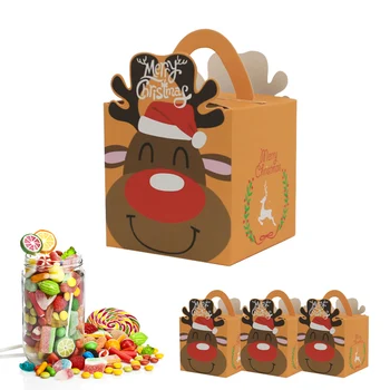 Кутии за опаковане на бонбони, 10 бр., бисквити, кифли, Коледни хартиени подаръчни торбички, Дядо Коледа, празници, за да проверите за приятели, роднини