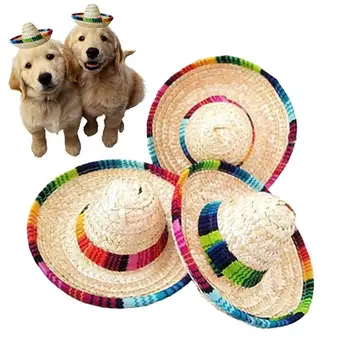 Мини-шапки от естествена слама, Crazy Nights, Нов дизайн, Мексиканска шапка, аксесоари за партита, Карнавални украси за партита