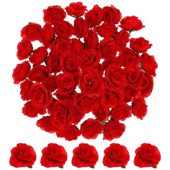 50 БР. Рози цвете без дръжка, Изкуствена роза за сватбения букета на Булката, Занаяти собствените си ръце,