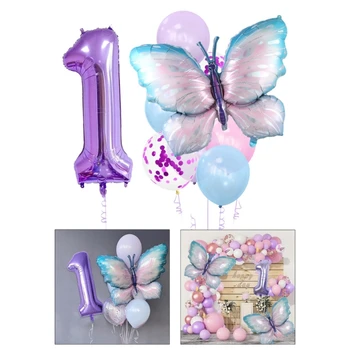 Декоративен балон от алуминиево фолио със синя пеперуда, чудесен декор за партита и подаръци аксесоари за дома и почивка в общежитието