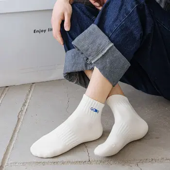 Памучни обикновена спортни чорапи с бродерия от никел за мъже, чорапи с букви, летни спортни чорапи за джогинг, баскетболно чорапи