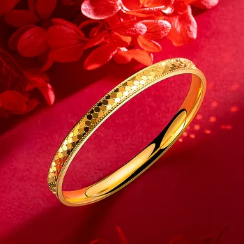 24-каратово Злато цвят Люспи на Дракона Вълна точка Разширено гривни за жени, висококачествени бижута сватба на Деня на Свети Валентин, подаръци