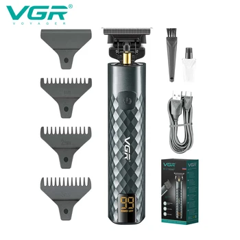 VGR Машина за подстригване на коса T9, Професионален Фризьорски Тример за Коса, Безжична Машина за Разкрояване с Цифров дисплей за мъже V-077